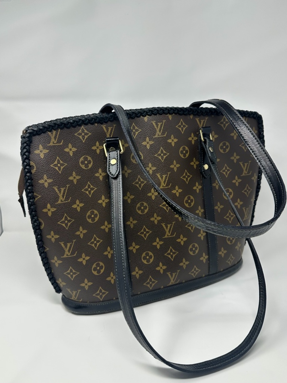 Louis Vuitton Monogram Canvas Brown and Black Tote with Braided Edge - Picture 6 of 8